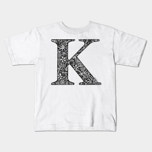 Floral Letter K - Capital Letter Kids T-Shirt